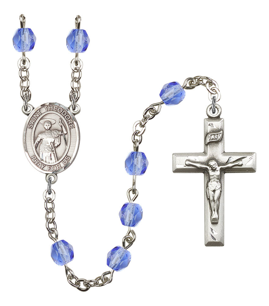 Extel St. Theodore Stratelates Catholic Rosary Beads Sapphire
