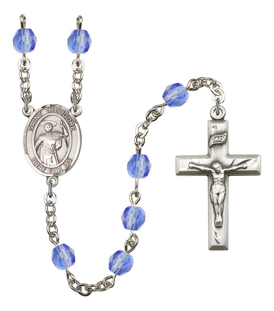 Extel St. Theodore Stratelates Catholic Rosary Beads Sapphire