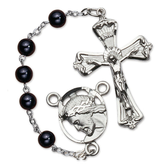 Men's Medium Hematite Catholic Rosary Beads Hematite Beads
