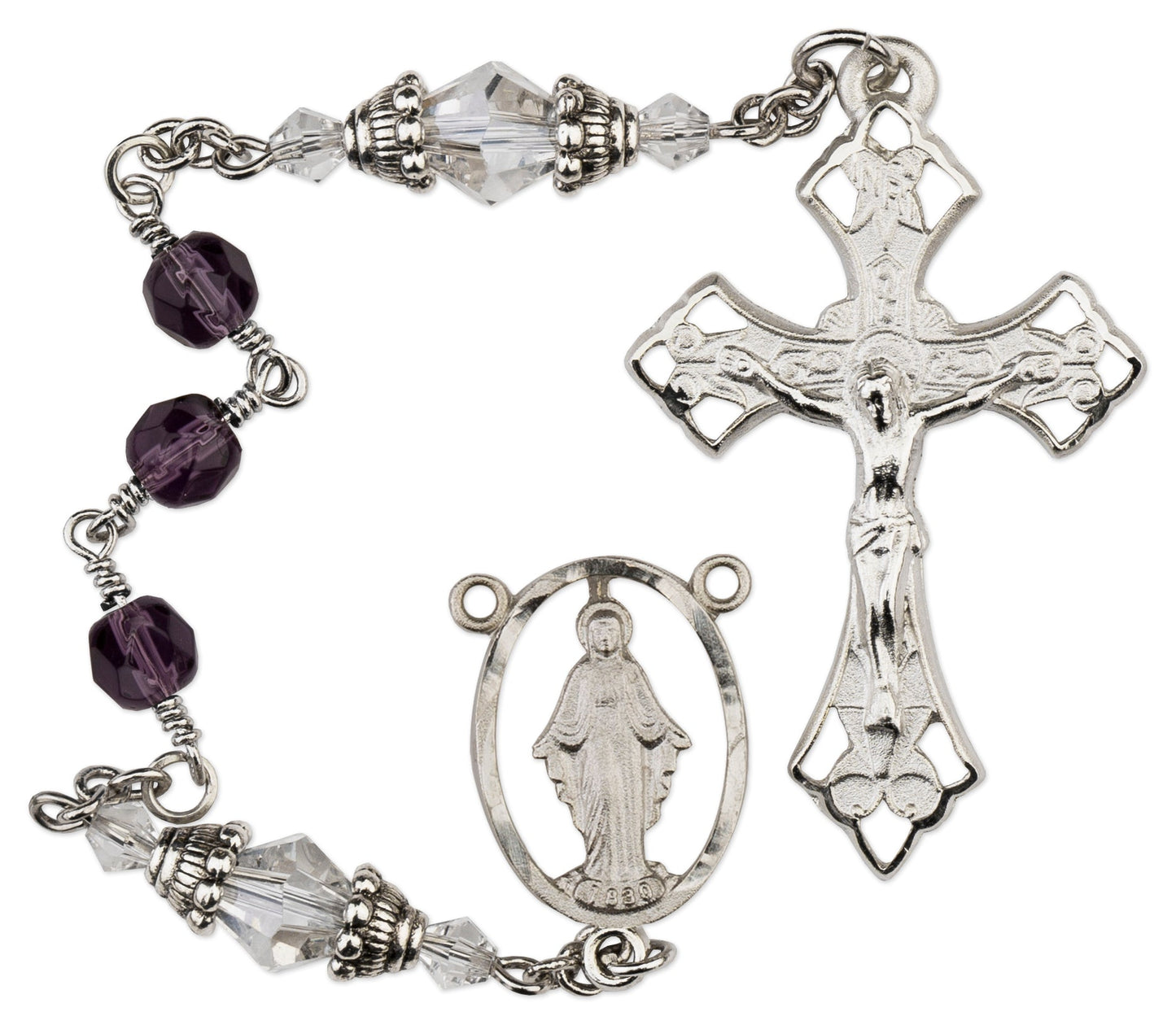 Women's Medium Amethyst Catholic Rosary Beads Crystal Beads