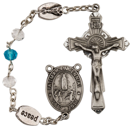 Women's Medium Aqua Catholic Rosary Beads Crystal Beads