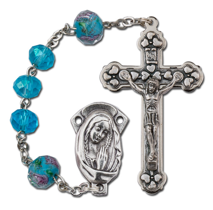 Women's Medium Aurora Borealis Catholic Rosary Beads