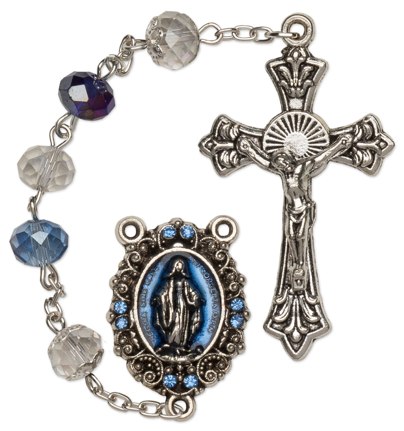 Women's Medium Multi Colored Catholic Rosary Beads Crystal Beads