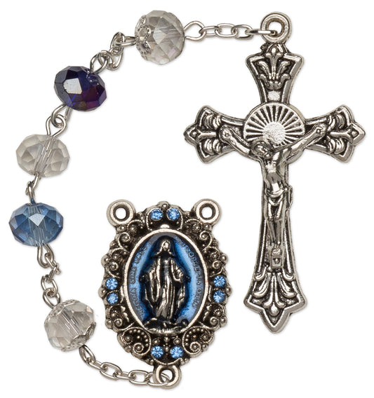 Women's Medium Multi Colored Catholic Rosary Beads Crystal Beads