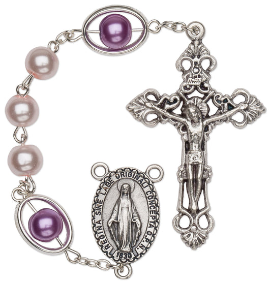 Women's Large Pink Catholic Rosary Beads Glass Beads Set