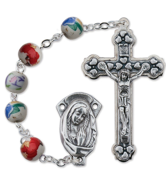 Women's Large Multi Colored Catholic Rosary Beads Glass Beads