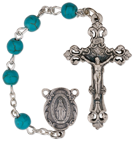 Women's N/A Medium Turquoise Catholic Rosary Beads 7mm