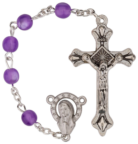 Women's Medium Amethyst Catholic Rosary Beads Glass Beads