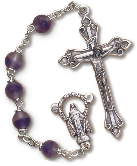 Women's Medium Amethyst Catholic Rosary Beads Glass Beads