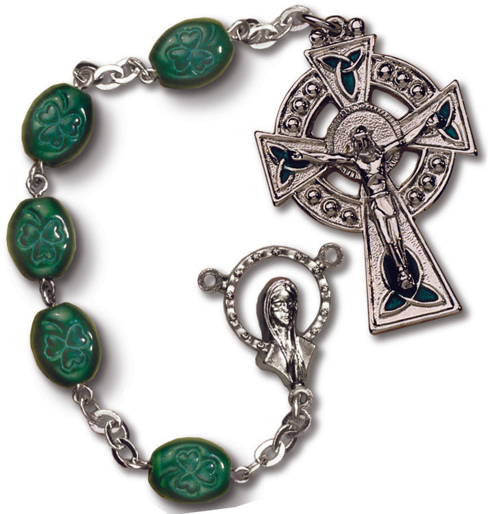 Women's Large Green Catholic Rosary Beads Glass Beads Set