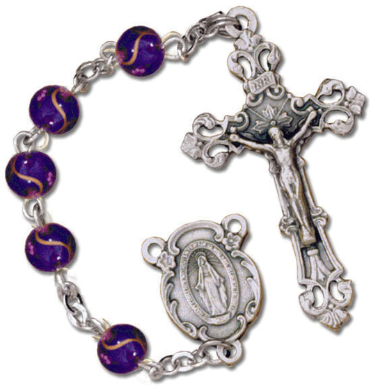 Women's Medium Amethyst Catholic Rosary Beads Glass Beads