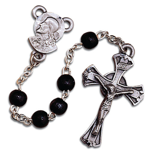Men's Small Black Catholic Rosary Beads Wood Beads 5mm