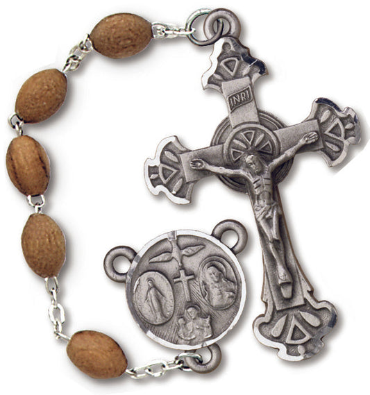 Men's Large Brown Catholic Rosary Beads, Olive Wood Beads