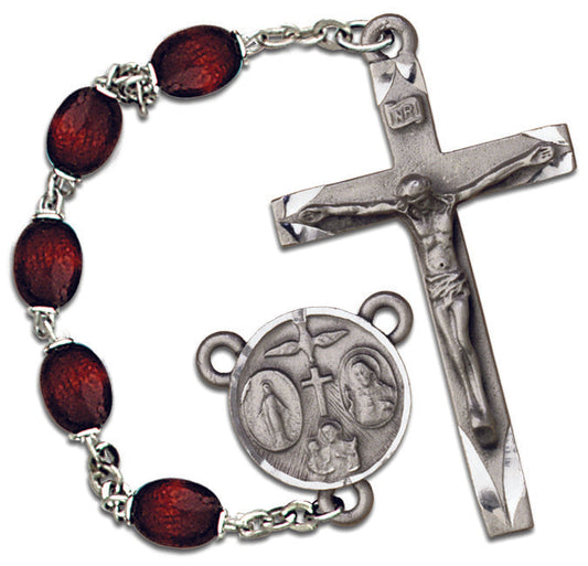 Men's Large Brown Catholic Rosary Beads, Wood Beads 6x8mm