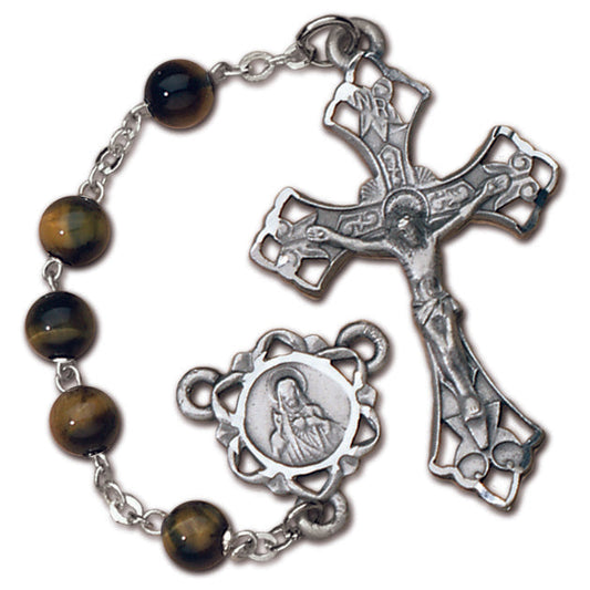 Women's Medium Tiger Eye Catholic Rosary Beads 6mm Natural