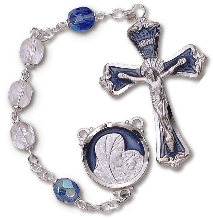 Women's Medium Aurora Borealis Catholic Rosary Beads