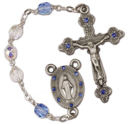 Women's Medium Aurora Borealis Catholic Rosary Beads