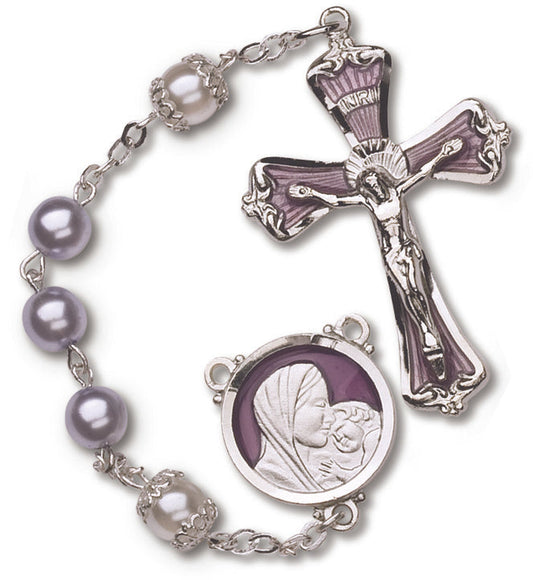 Women's Medium Lavender Catholic Rosary Beads Glass Beads