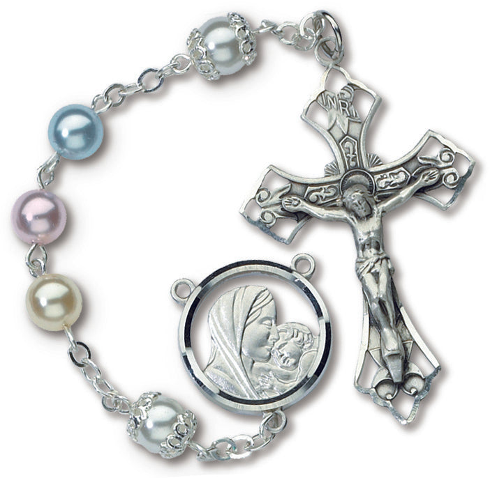 Women's Medium Multi Colored Catholic Rosary Beads Glass Beads