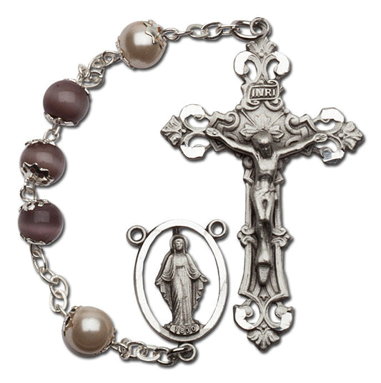 Women's Medium Cat's Eye Catholic Rosary Beads Glass Beads