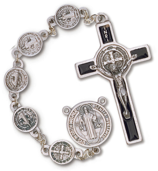 Men's Miraculous Medal Medium Blue Catholic Rosary Beads