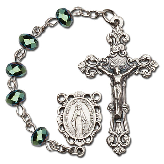 Women's Medium Emerald Catholic Rosary Beads Crystal Beads
