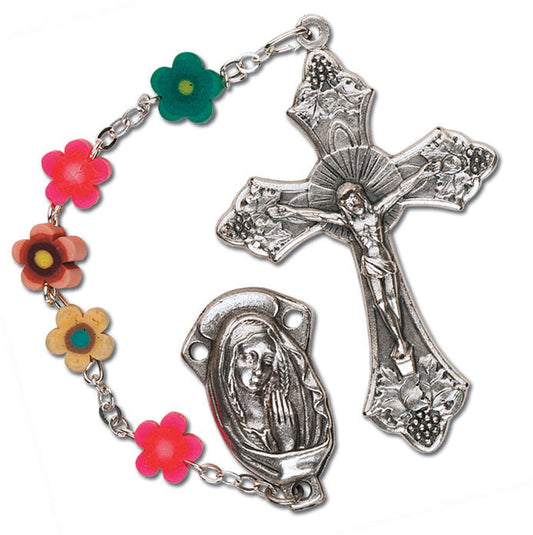 Women's Large Multi Colored Catholic Rosary Beads Fimo Clay