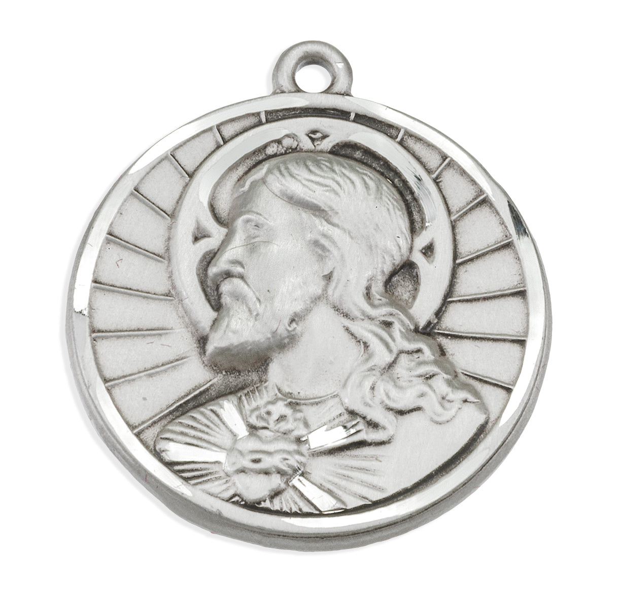 Sterling Silver Scapular Sacred Heart of Jesus Medal Necklace