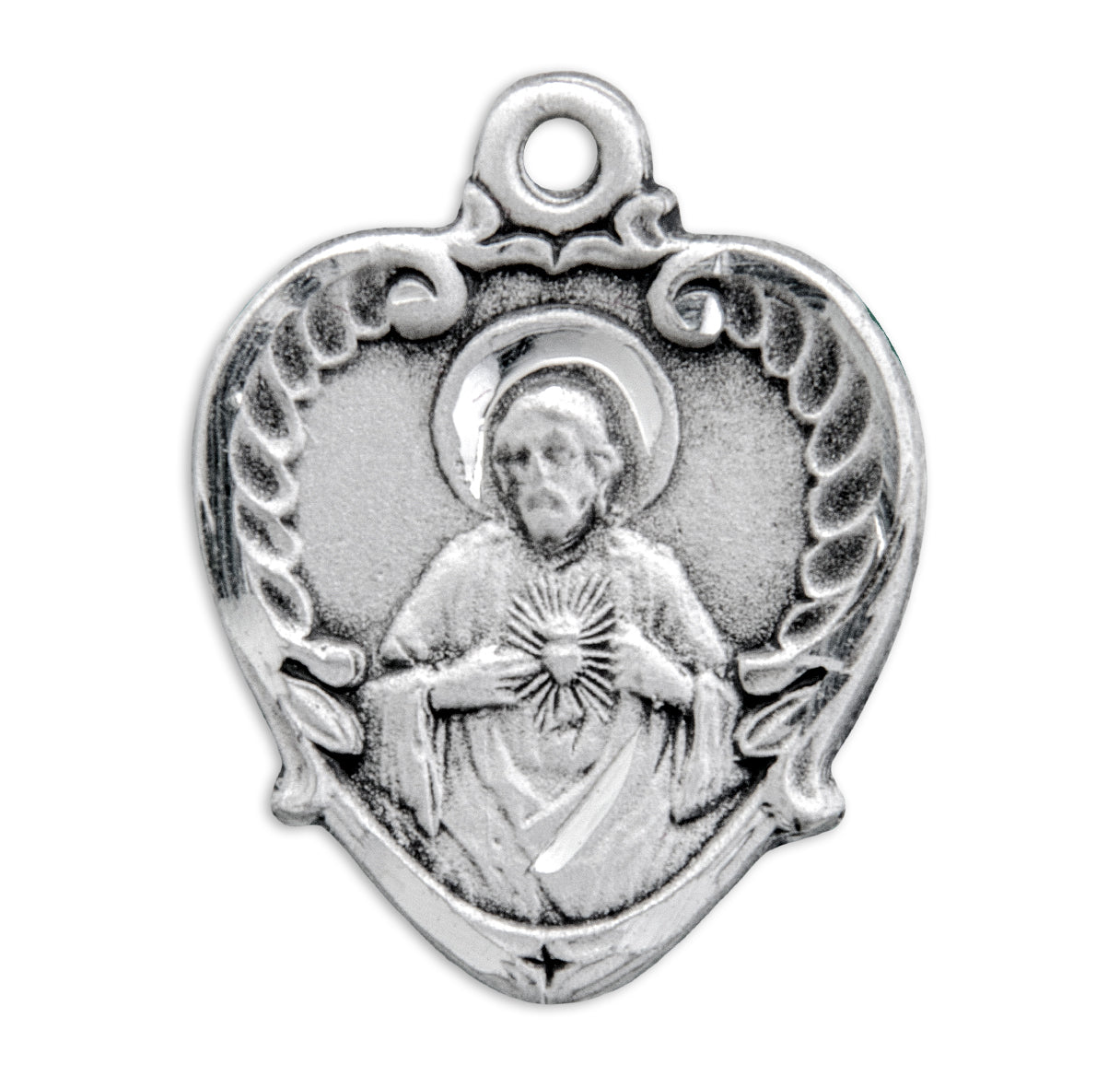 Sterling Silver Scapular Sacred Heart of Jesus Medal Necklace