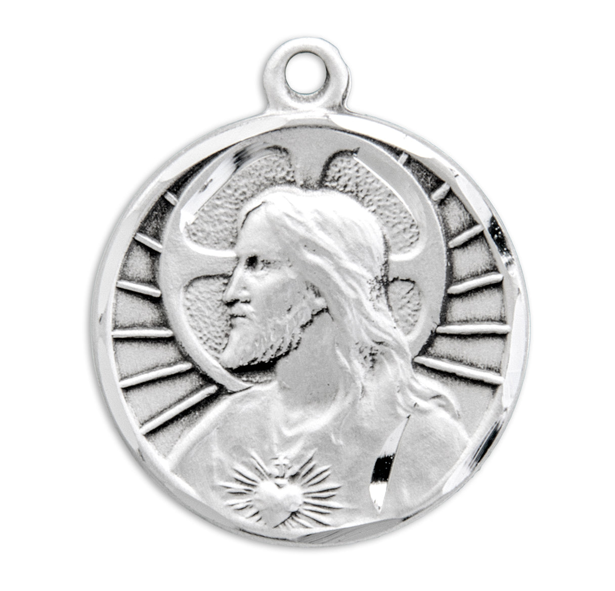Sacred Heart of Jesus Sterling Silver Scapular Medal Necklace
