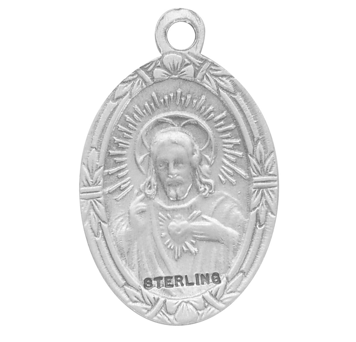 Sacred Heart of Jesus Sterling Silver Scapular Medal Necklace
