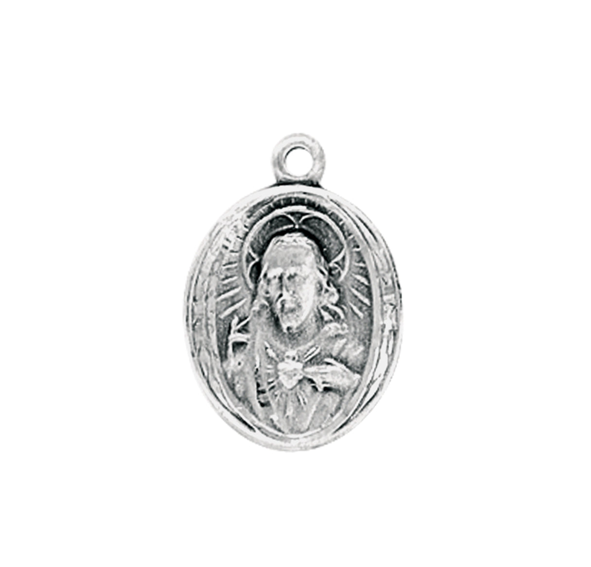 Sacred Heart of Jesus Sterling Silver Scapular Medal Necklace