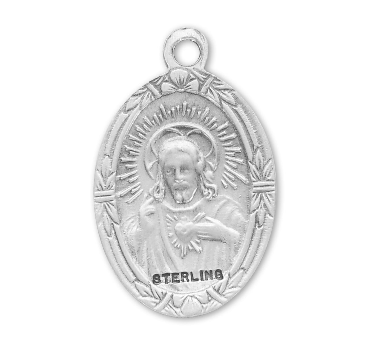 Sacred Heart of Jesus Sterling Silver Scapular Medal Necklace