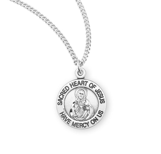 Sterling Silver Scapular Sacred Heart of Jesus Medal Pendant Necklace