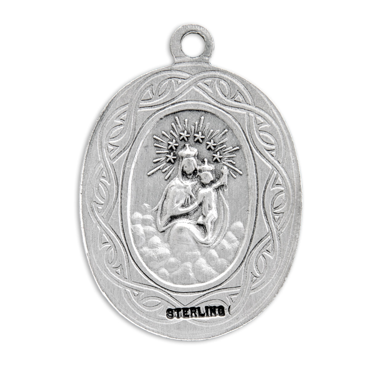 Crown of Thorns Sterling Silver Scapular Medal Necklace