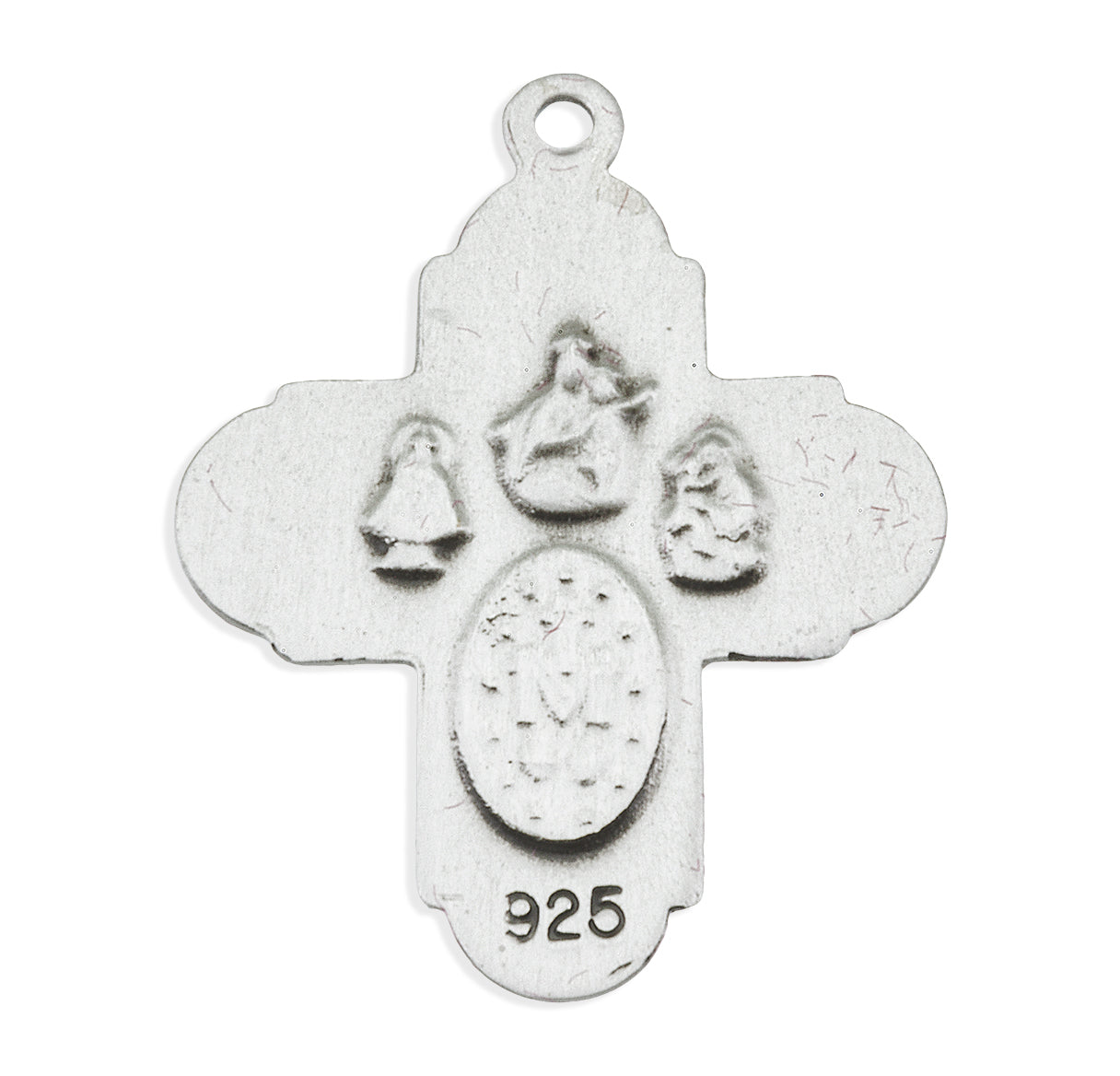 Extel Silver Catholic 4-Way Medal Cross Necklace for Devotion