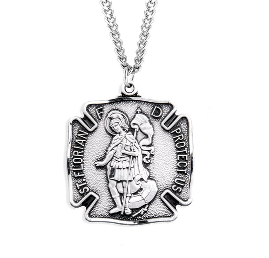 St. Florian Sterling Silver Medal Necklace