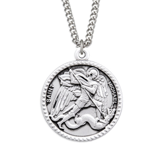St. Michael Sterling Silver Medal Necklace