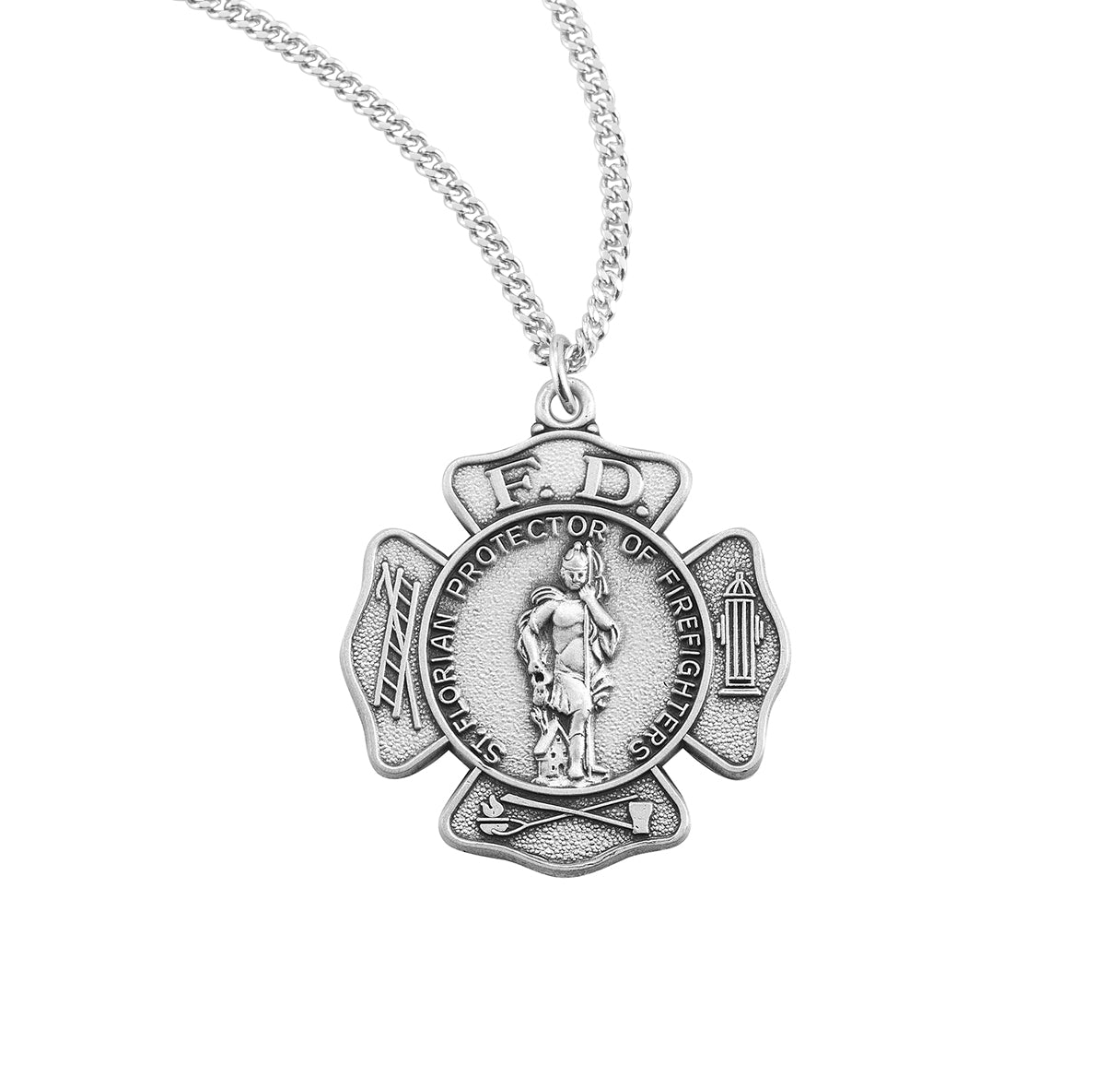St. Florian Sterling Silver Medal Necklace