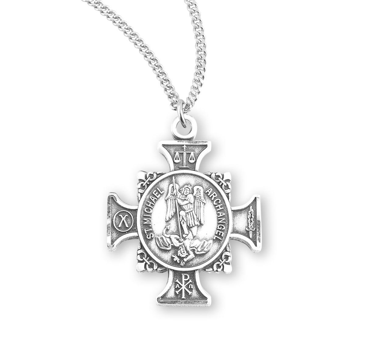 St. Michael Sterling Silver Medal Necklace
