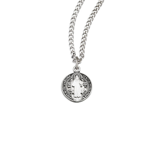 St. Benedict Sterling Silver Medal Necklace