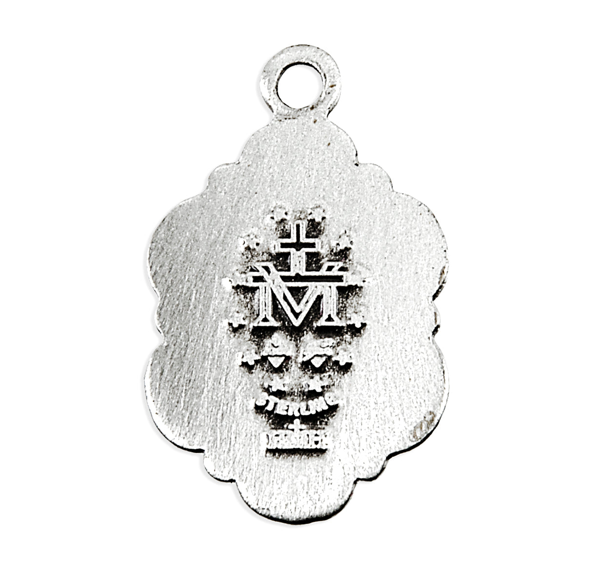 Sterling Silver Oval Fancy Edge Miraculous Medal Necklace
