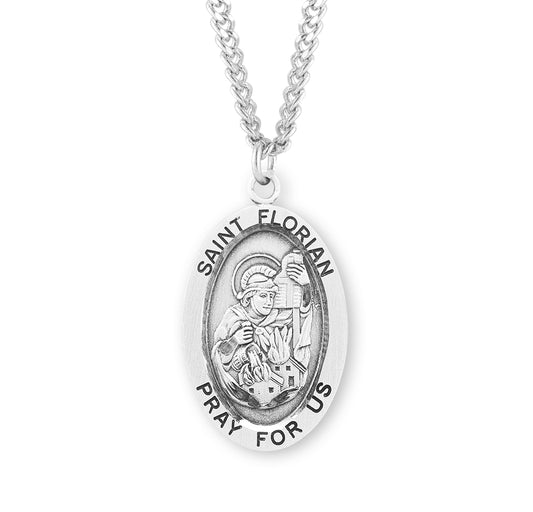 St. Florian Sterling Silver Medal Necklace