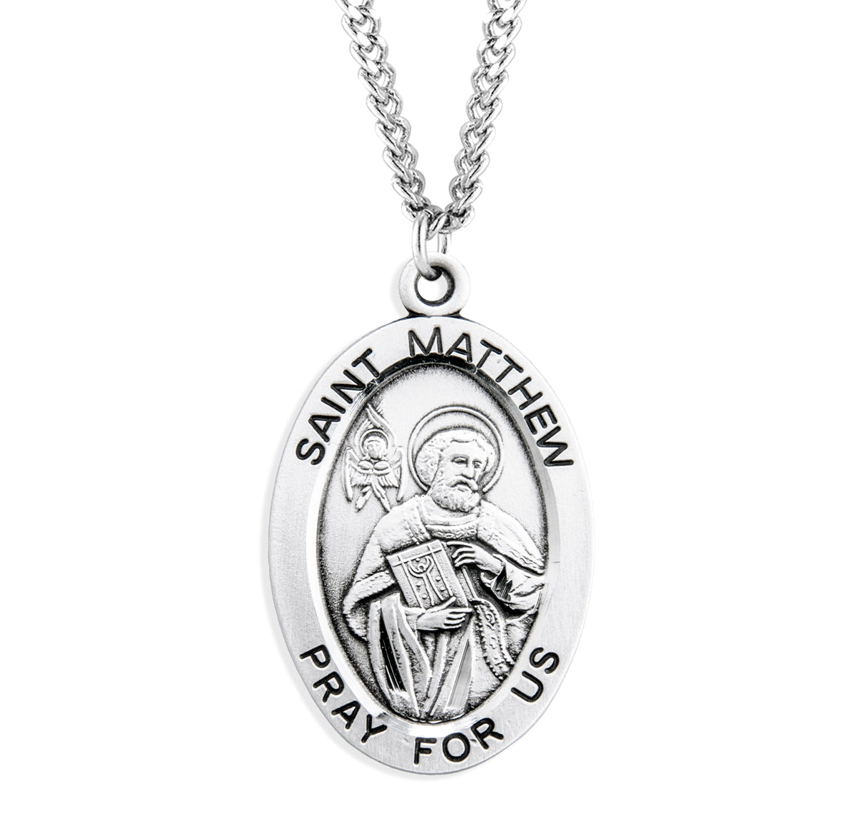 St. Matthew Sterling Silver Medal Necklace