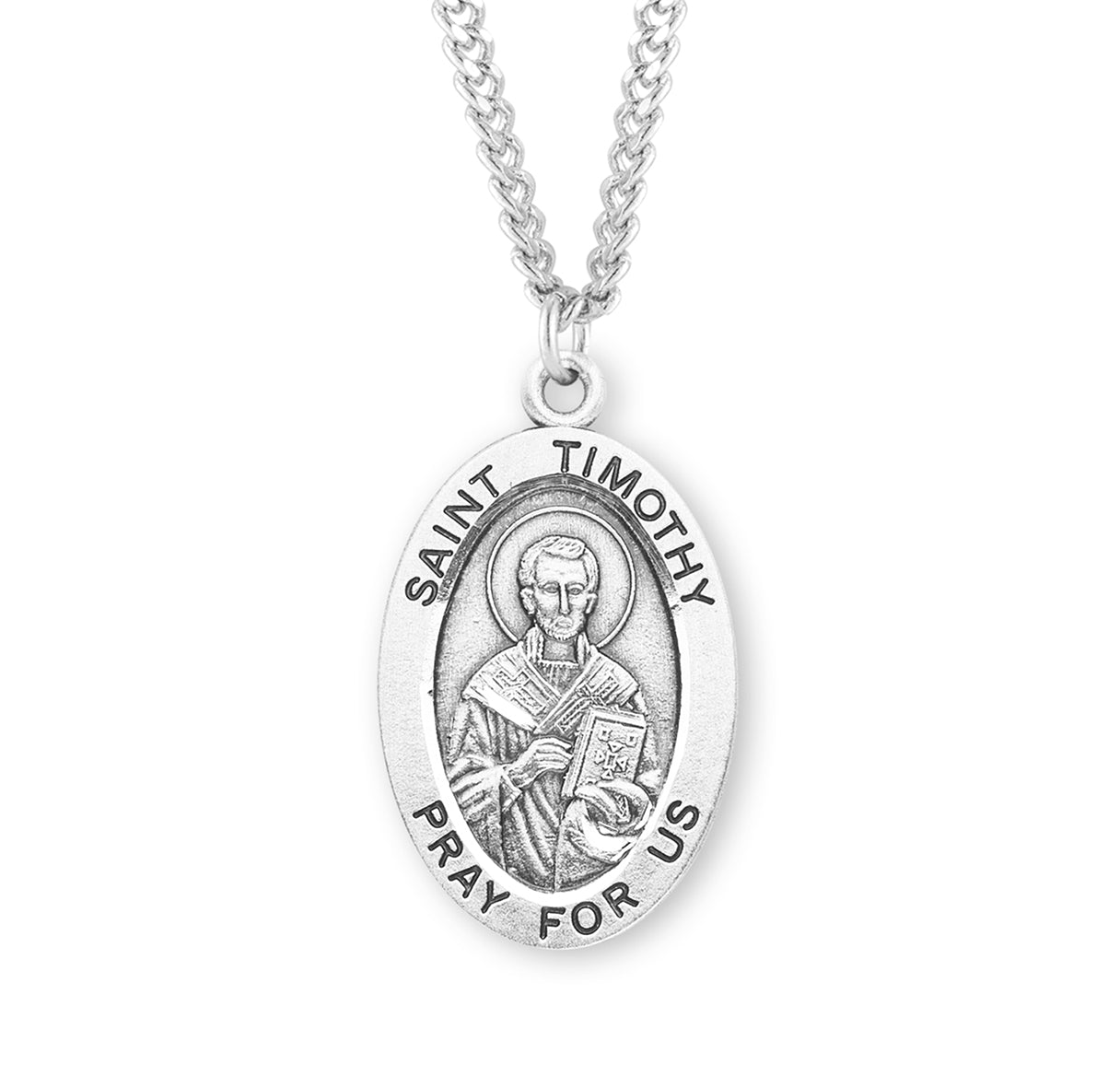 St. Timothy Sterling Silver Medal Necklace