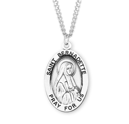 St. Bernadette Sterling Silver Medal Necklace