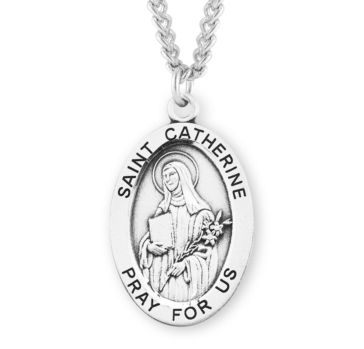 St. Catherine Sterling Silver Medal Necklace