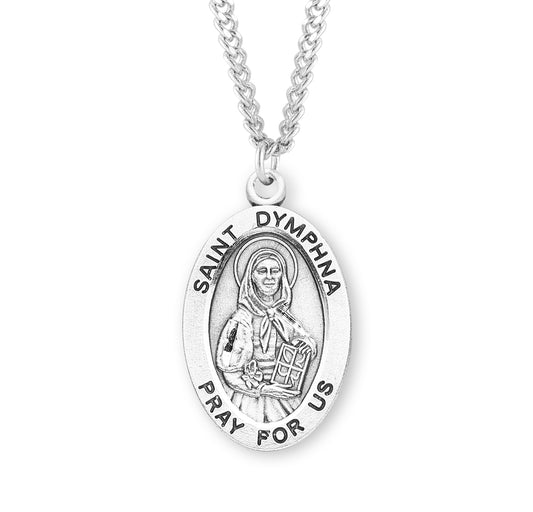 St. Dymphna Sterling Silver Medal Necklace