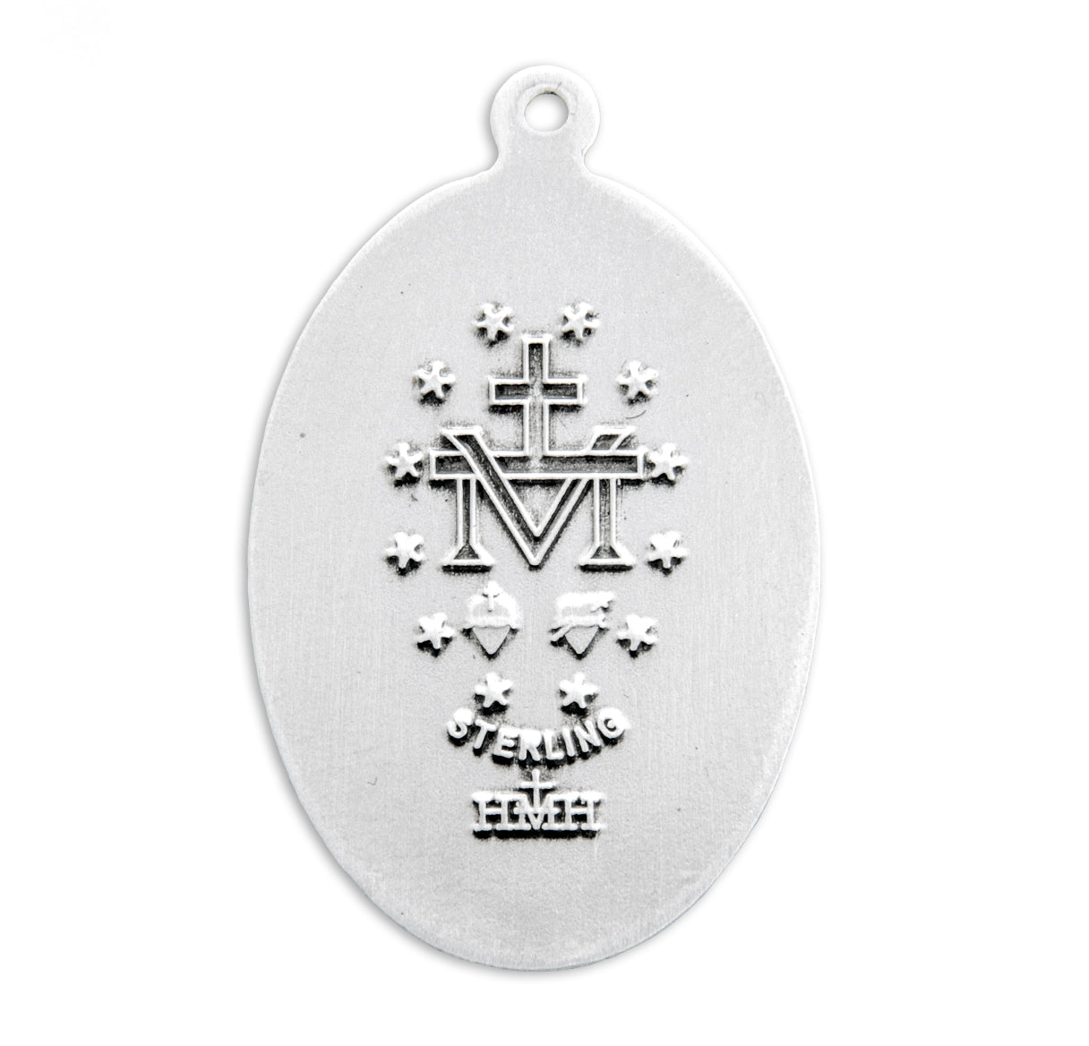 Sterling Silver Oval Miraculous Medal Pendant Necklace Made in USA