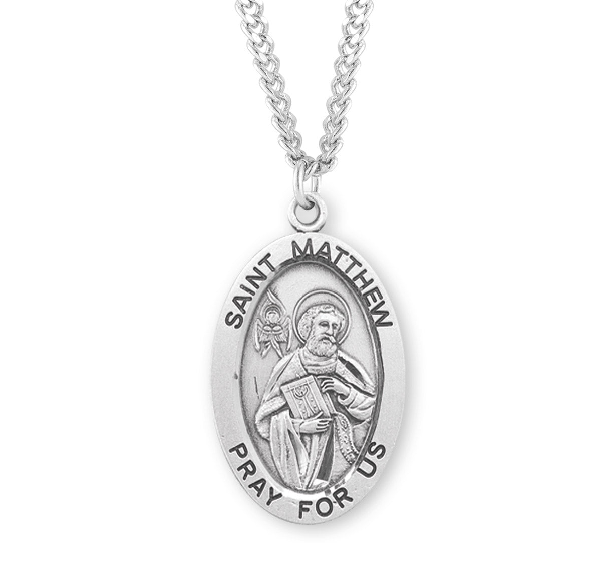 St. Matthew Sterling Silver Medal Necklace
